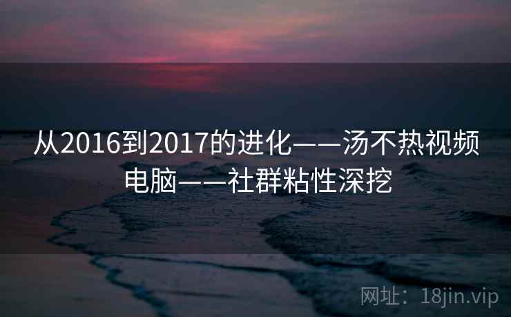 从2016到2017的进化——汤不热视频电脑——社群粘性深挖